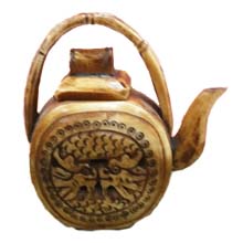 OX BONE CARVED TEA POT W/ DRANON